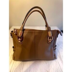 Kattee Genuine Pebbled Leather Taupe Purse With Gold-Tone Hardware